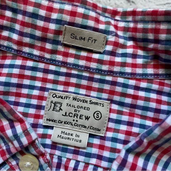 Men’s J. Crew Red White Green & Blue Checkered Long Sleeve Button Down Shirt - Picture 4 of 4